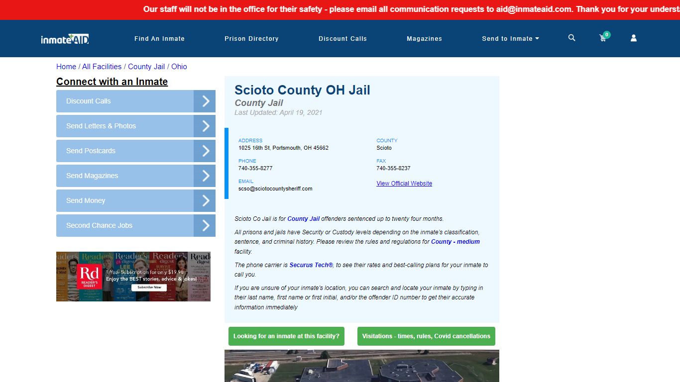 Scioto County OH Jail - Inmate Locator - Portsmouth, OH